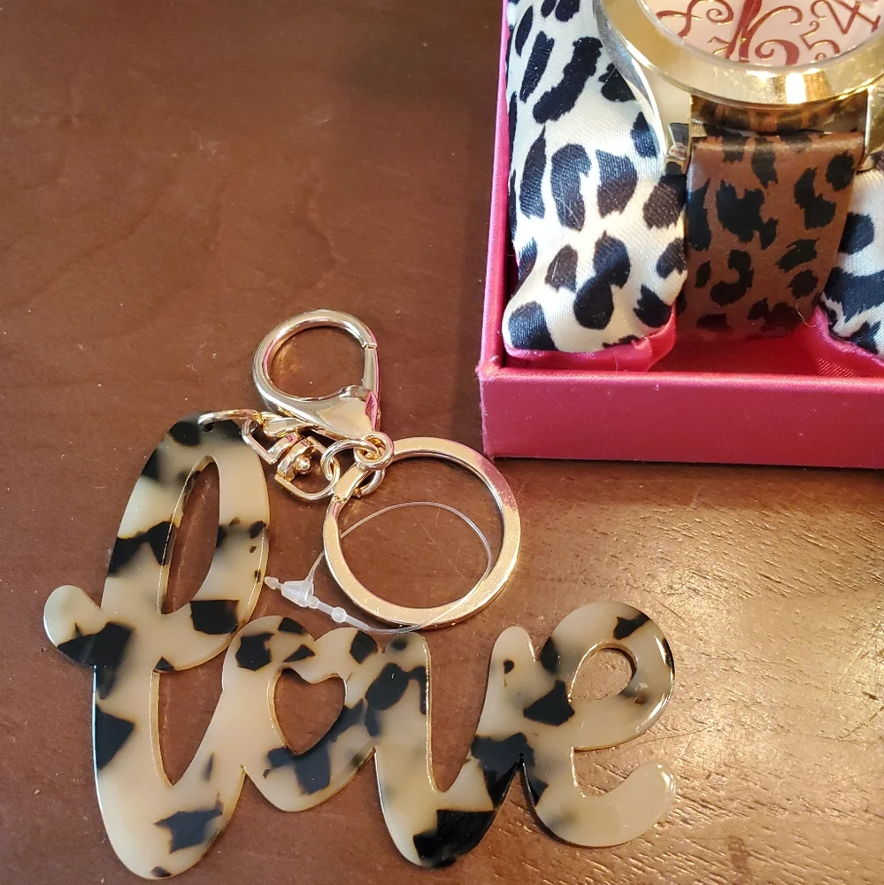 Betsey Johnson Gold Tone & Leopard Band Watch